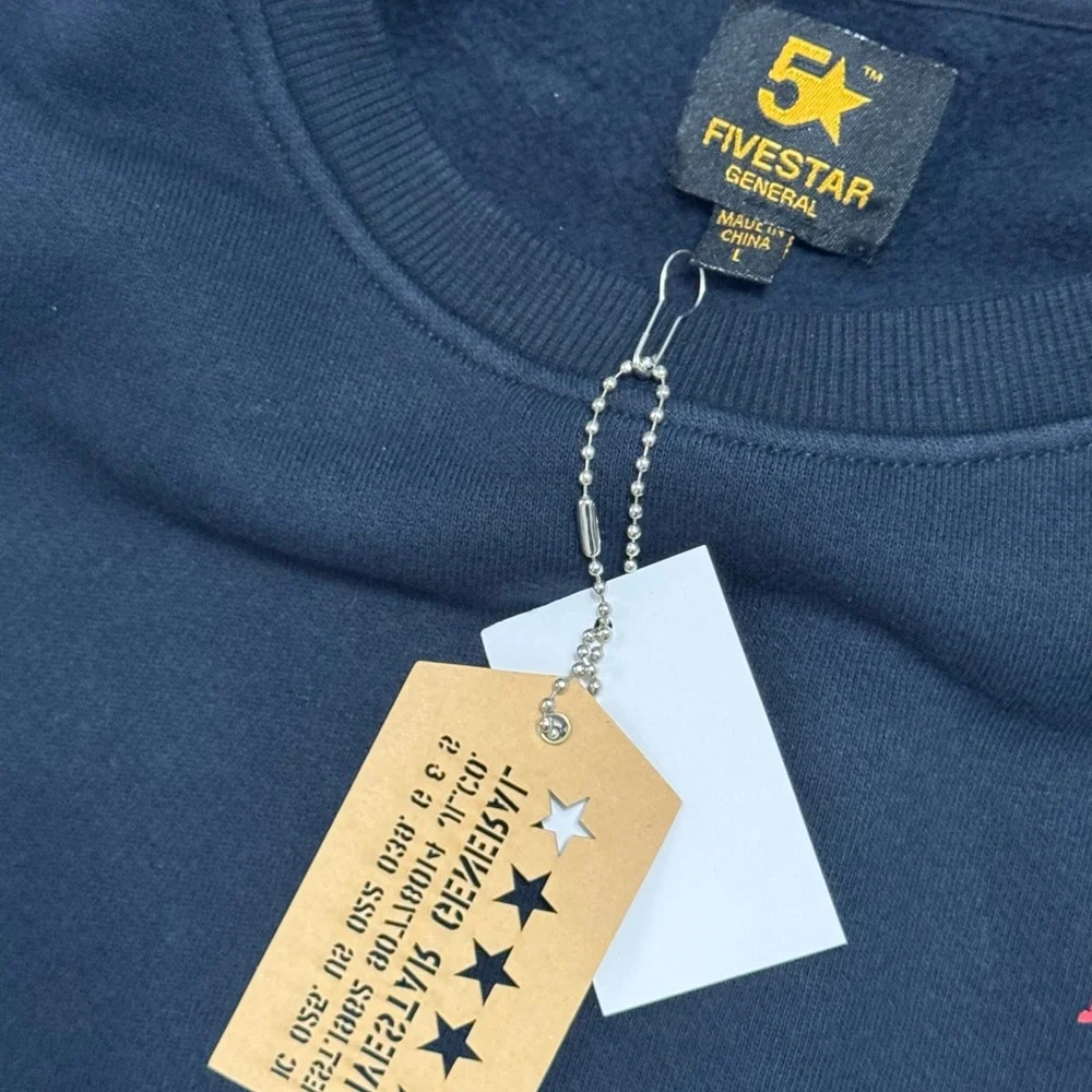 Five Star Women's Navy Sweatshirt with White Stripes - Picture 3 of 6